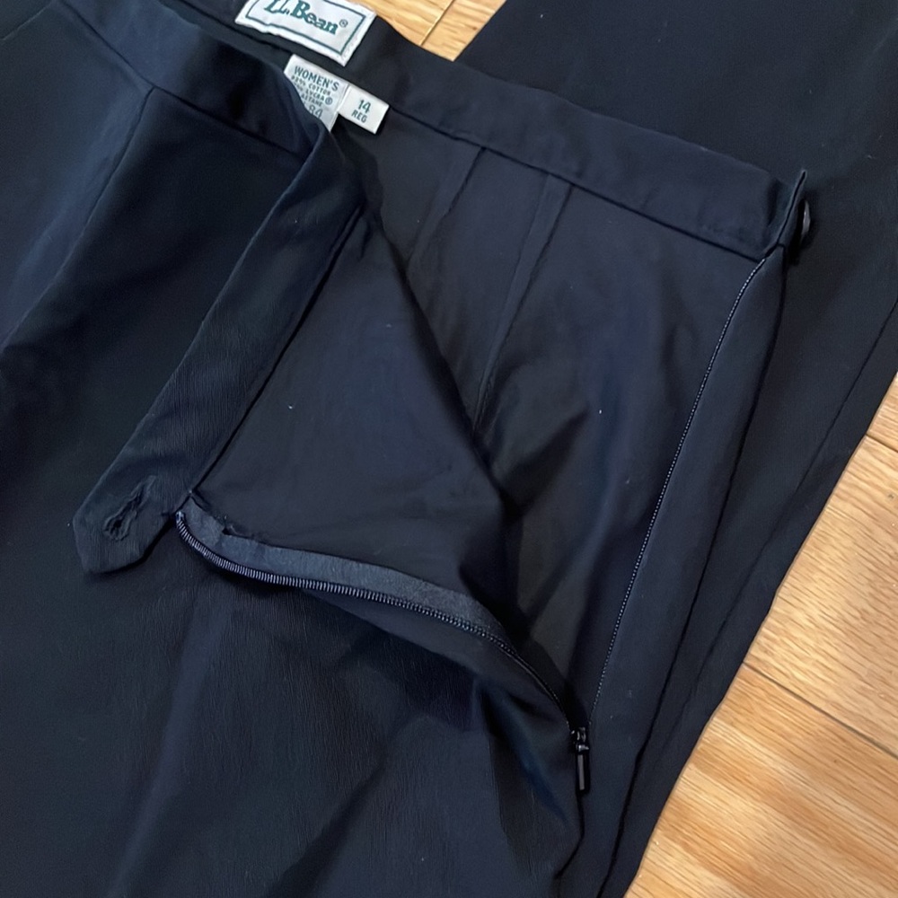 LL Bean Black Cotton Trouser Straight Leg Pants Size 14 Regular - Picture 6 of 7
